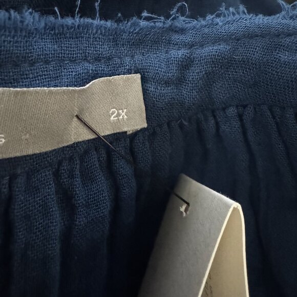 Ocean + Main Blue Gauze 100% Cotton Maxi Dress With Pockets Size 2X NWT - Picture 7 of 9